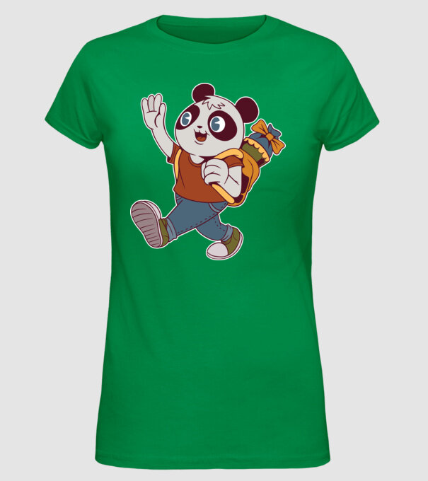 Panda școlar model verde pe tricou