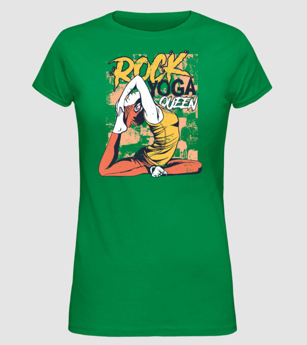 Regina Yoga model verde pe tricou