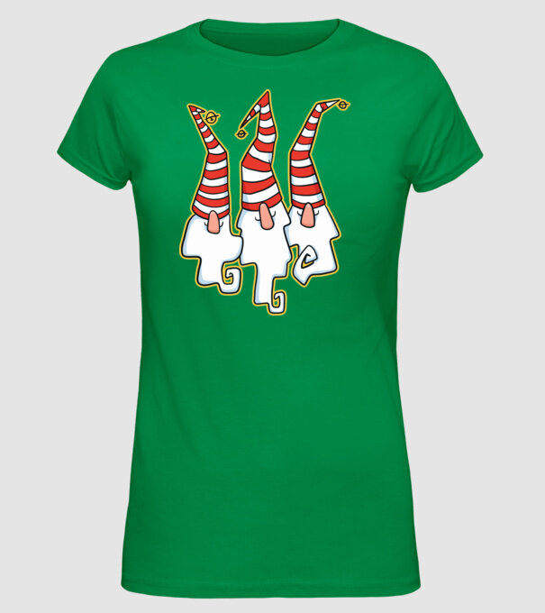Elfi de Crăciun model verde pe tricou