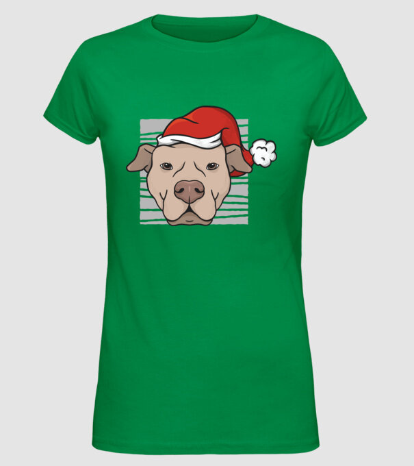 Pitbull de Crăciun model verde pe tricou