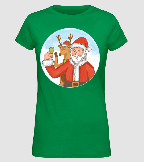 Selfie de Crăciun model verde pe tricou