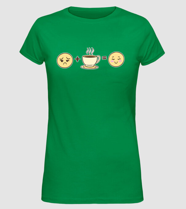 Cafea Fericire model verde pe tricou