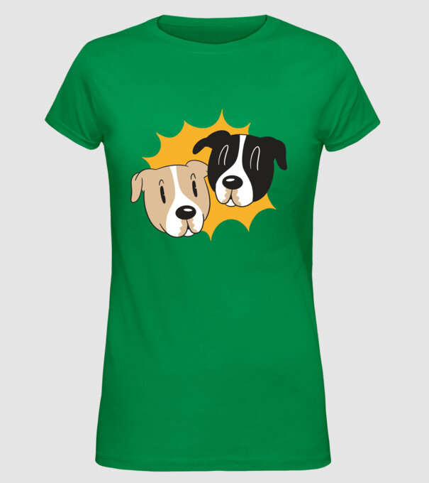Capete de câini model verde pe tricou