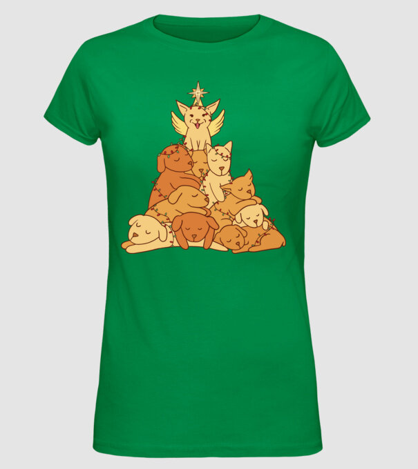 Pom de Crăciun cu Câine model verde pe tricou