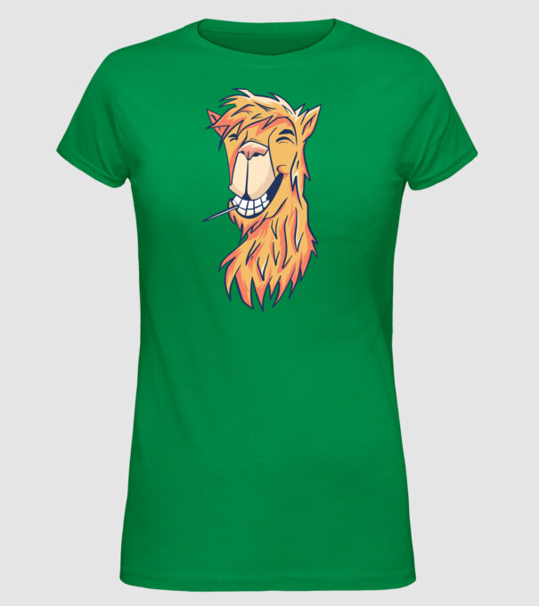 Cap de Lama model verde pe tricou