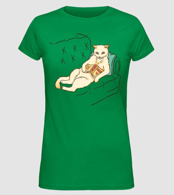 Odihnă Pisică model verde pe tricou