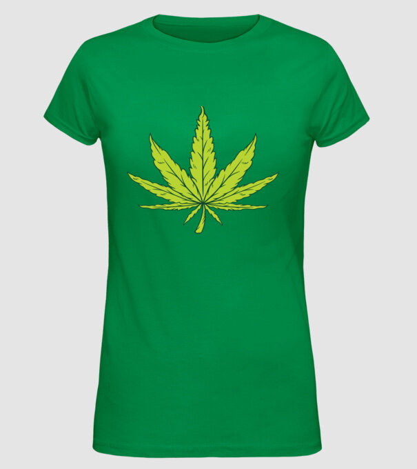 Frunză de marijuana model verde pe tricou