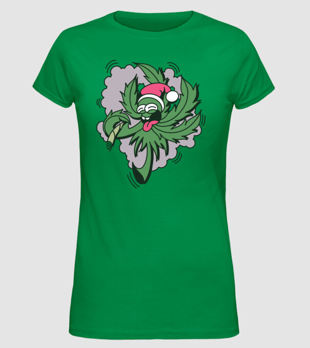 Marijuana Santa model verde pe tricou