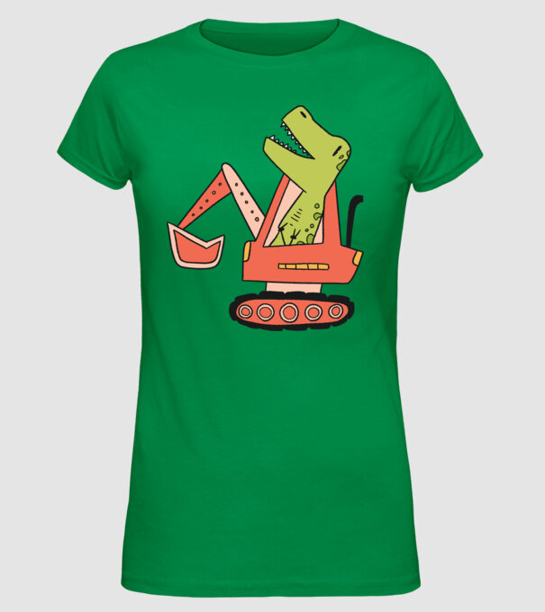 Excavator dinozaur model verde pe tricou