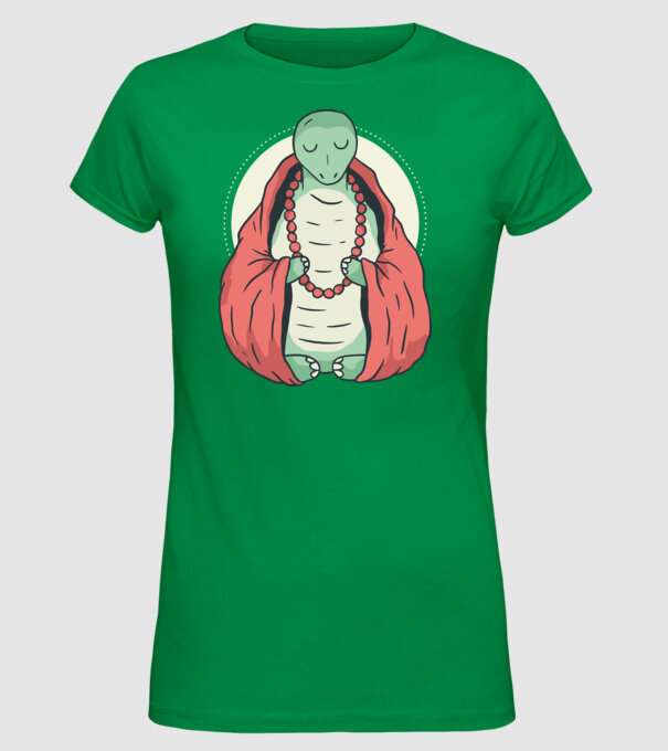 Broasca țestoasă care meditează model verde pe tricou