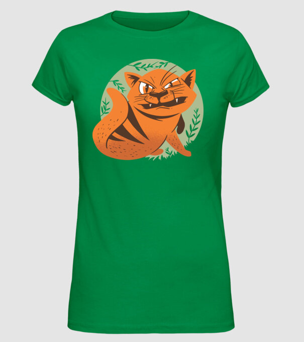 Pisică Supărată model verde pe tricou