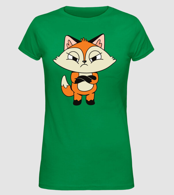 Vulpe furioasă model verde pe tricou