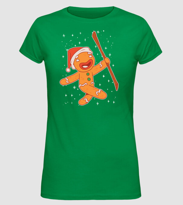Turtă dulce Moș Crăciun tricou model verde pe tricou