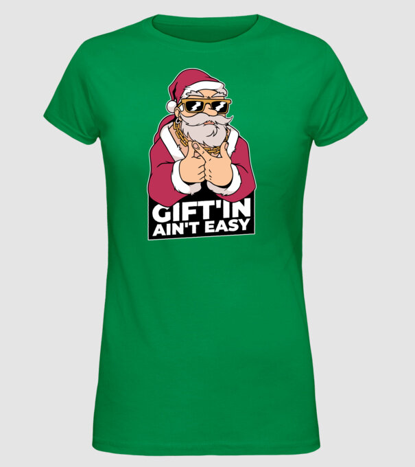 Moș Crăciun Gangster - tricou amuzant Crăciun model verde pe tricou