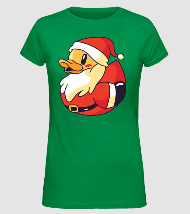 Tricou Moș Crăciun Rață model verde pe tricou