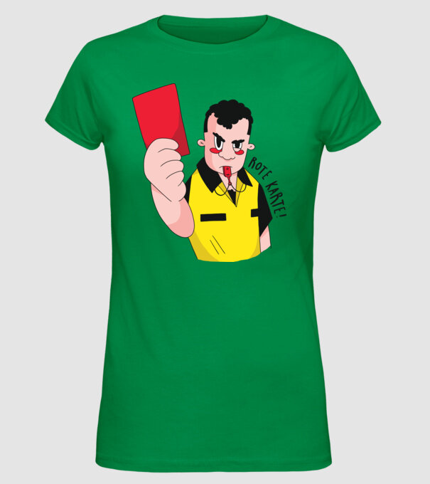 Cartonaș roșu model verde pe tricou