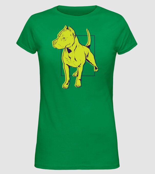 Câine Pitbull model verde pe tricou