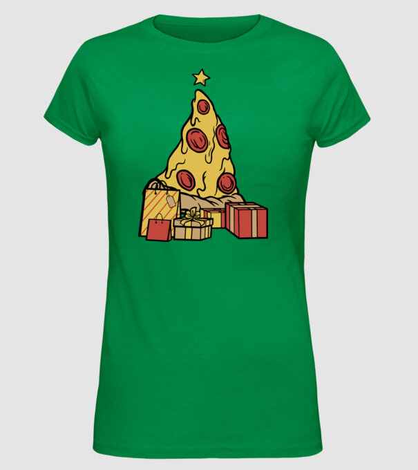 Pizza pom de Crăciun model verde pe tricou