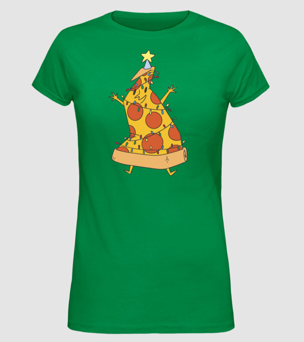 Pizza pom de Crăciun model verde pe tricou