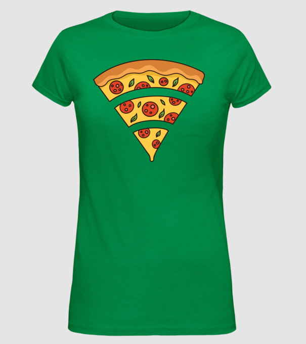 Felie de pizza Wifi model verde pe tricou