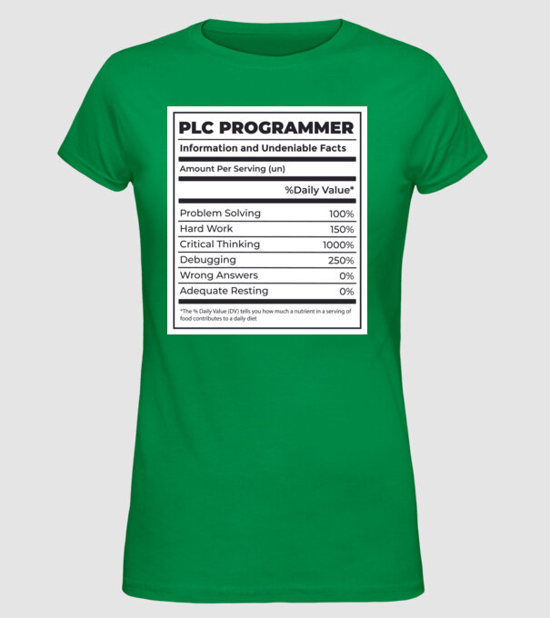 Programator PLC model verde pe tricou