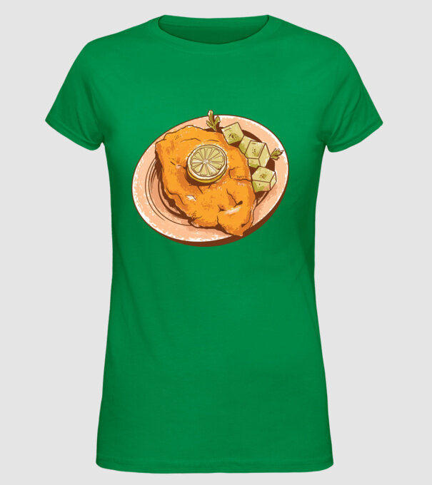 Șnițel vienez Wiener Schnitzel model verde pe tricou