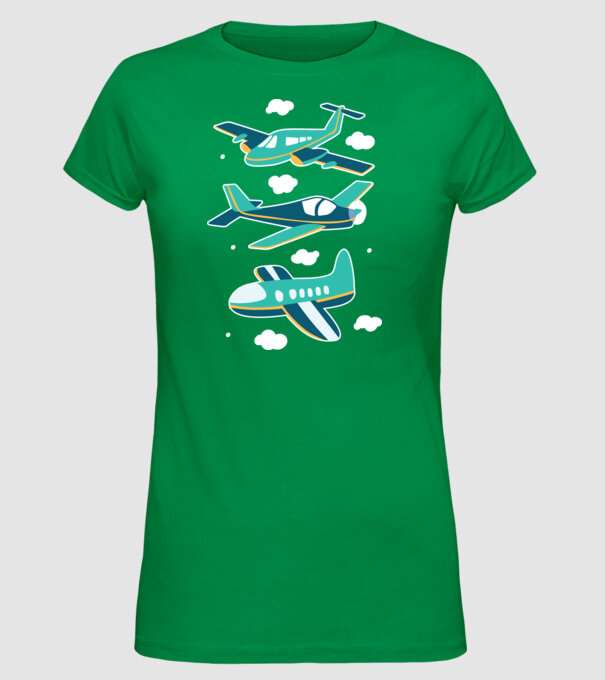 Avioane model verde pe tricou