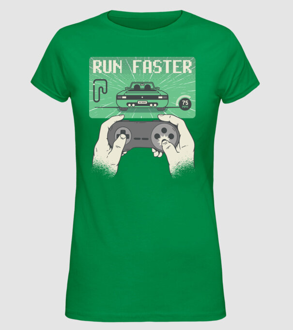 Retro gamer Outrun model verde pe tricou