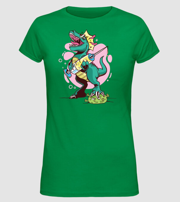 T-rex Vaccin model verde pe tricou