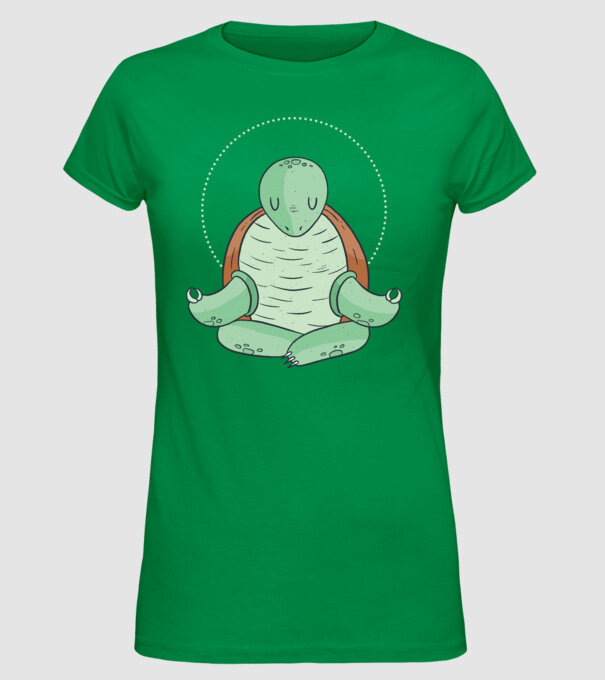 Broască țestoasă Yoga model verde pe tricou