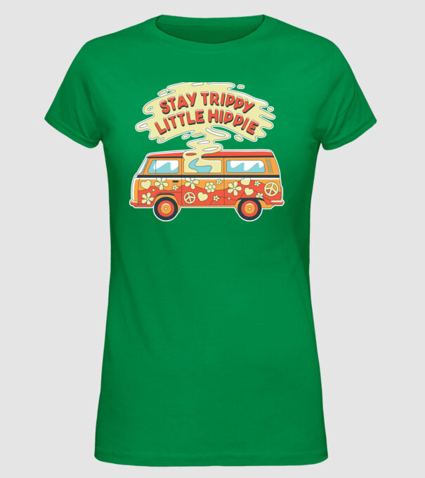 Trippy Microbuz Hippi model verde pe tricou