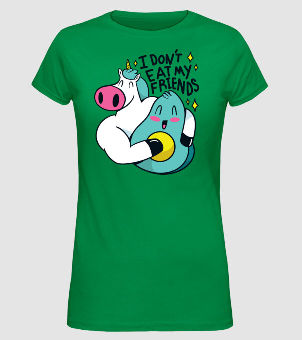 Unicorn Avocado Prietenie model verde pe tricou