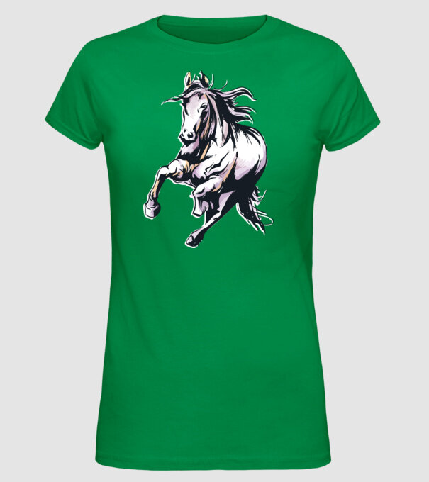 Cal alergând Tricou pentru călăreți model verde pe tricou