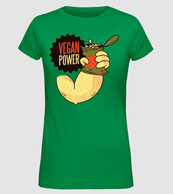 Putere vegan model verde pe tricou