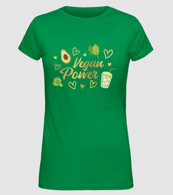 Vegan Power tricou vegan model verde pe tricou