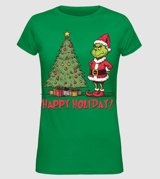 Happy Holiday Grinch model verde pe tricou
