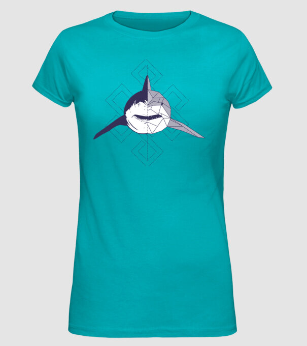 Rechin abstract model turcoaz pe tricou