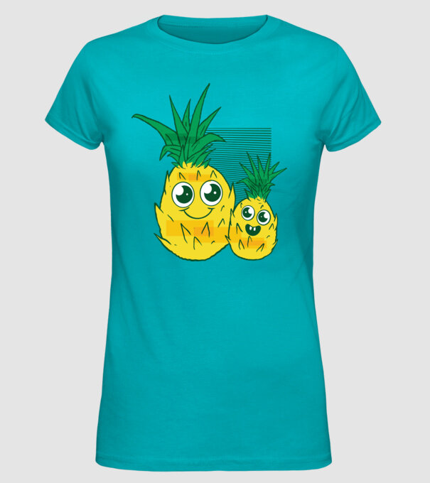 Familie Ananas model turcoaz pe tricou