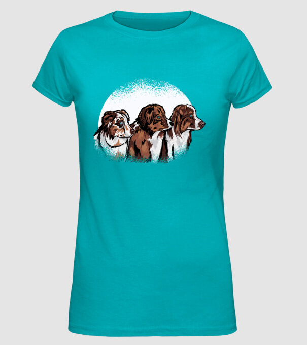 Câine ciobănesc Australian model turcoaz pe tricou