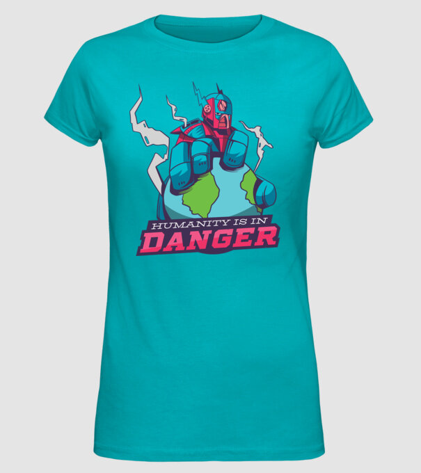 Omenirea în pericol model turcoaz pe tricou