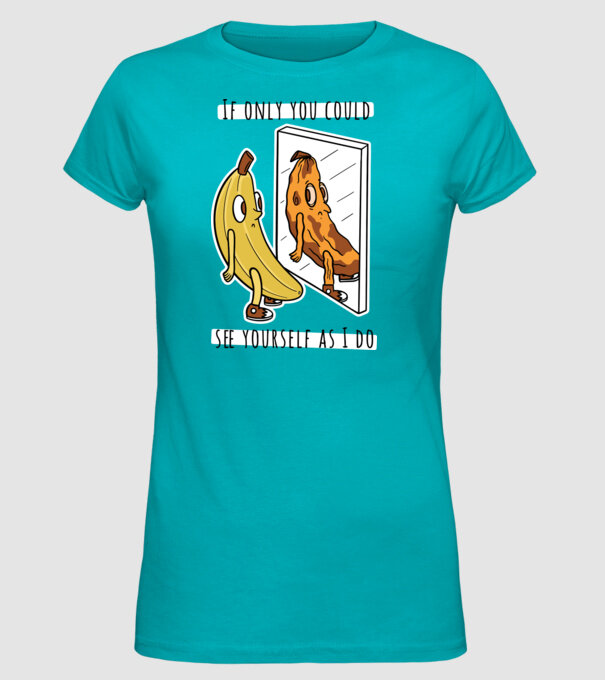 Oglindă Banană model turcoaz pe tricou