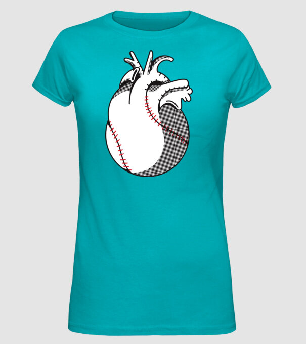 Inimă Baseball model turcoaz pe tricou