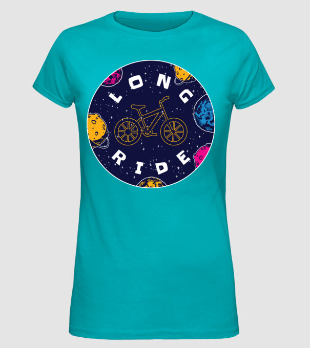 Spațiu cu bicicletă model turcoaz pe tricou