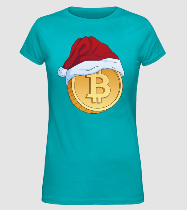 Crăciun Bitcoin model turcoaz pe tricou