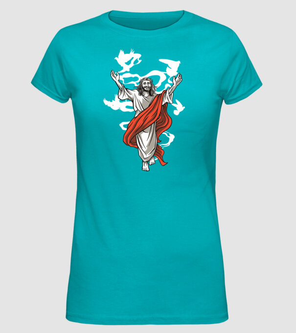 Isus fericit tricou creștin model turcoaz pe tricou