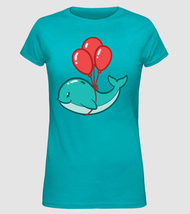 Balenă Drăguță cu Balon model turcoaz pe tricou