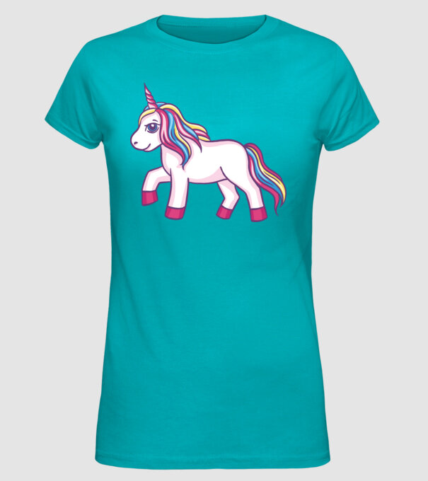 Unicorn drăguț model turcoaz pe tricou