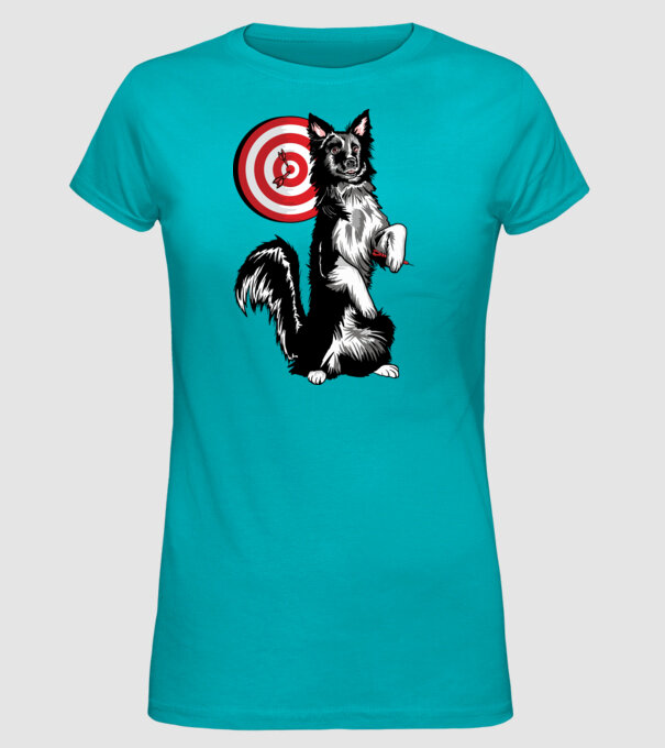 Câine cu Darts model turcoaz pe tricou