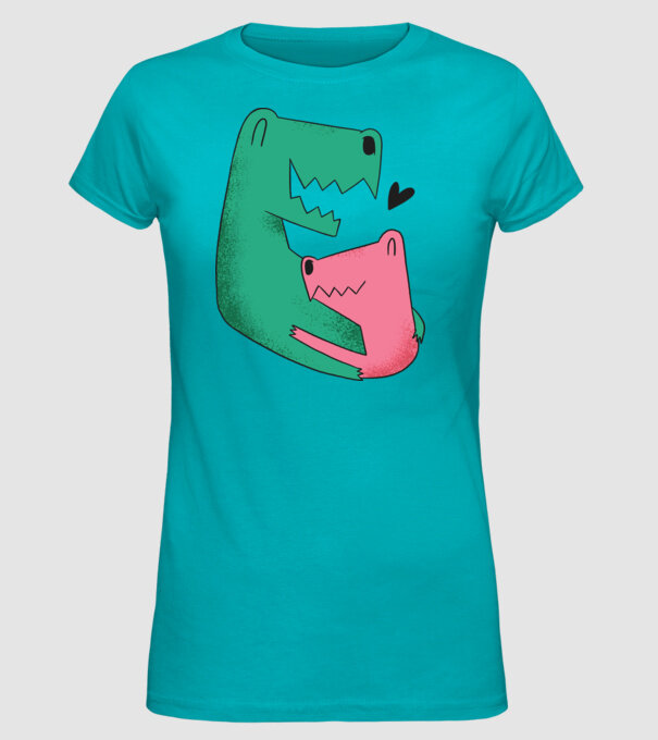 Dinozaur Tată Fiu model turcoaz pe tricou
