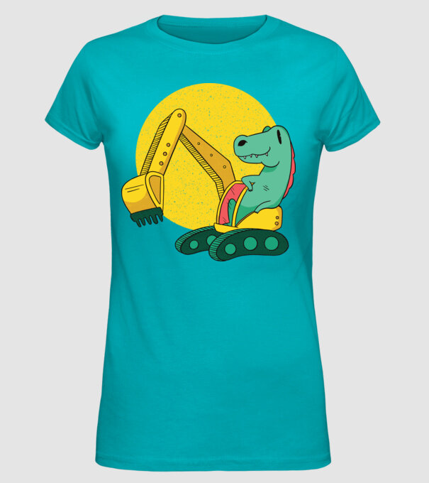 Excavator dinozaur model turcoaz pe tricou
